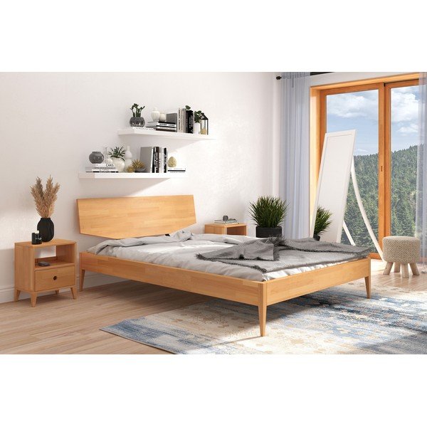 Iš buko masyvo dvigulė lova natūralios spalvos 140x200 cm Sund – Skandica-image-1