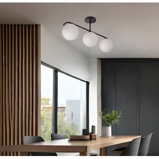 Juodos ir baltos spalvos lubinis šviestuvas 15x69,5 cm su stiklo gaubtu Amadeo – Candellux Lighting