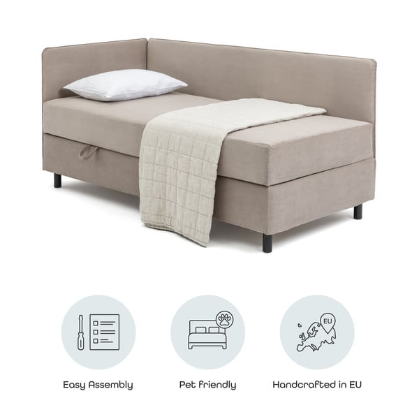 Taupe spalvos viengulė lova audiniu dengta su sandėliavimo vieta su čiužiniu  120x200 cm Avela – Bonami Selection-image-4