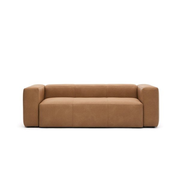 Rudos spalvos sofa iš odos 240 cm Blok – Kave Home