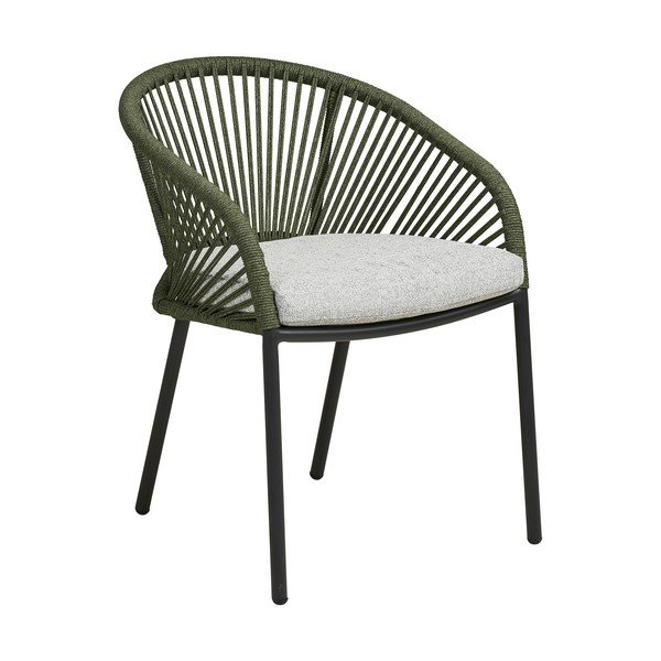 Žalios spalvos metalinė/paminkštinto audinio sodo kėdė Novella – House Nordic