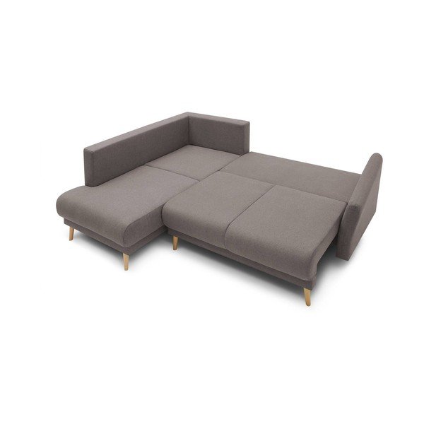 "Bobochic Paris Mia L" rudai pilkos spalvos kampinė sofa-lova, kairysis kampas-image-4