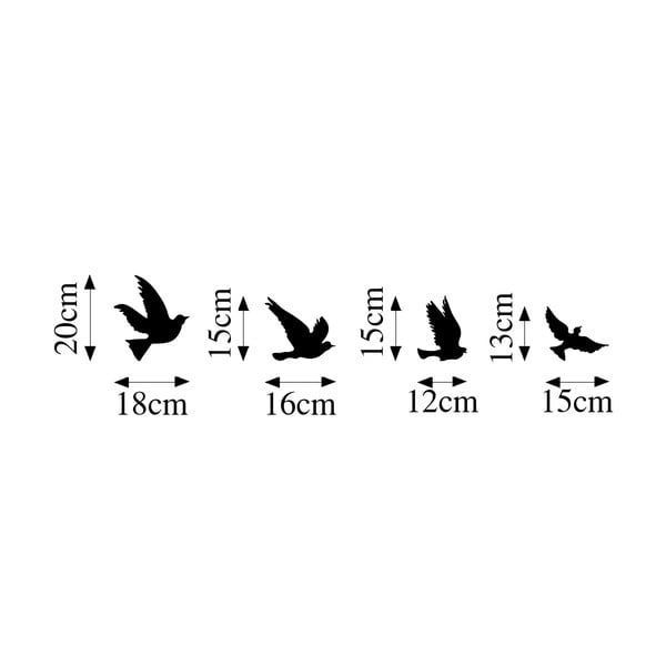 Iš metalo didelio formato sieninės dekoracijos 4 vnt. 18x20 cm Birds – Wallity-image-4