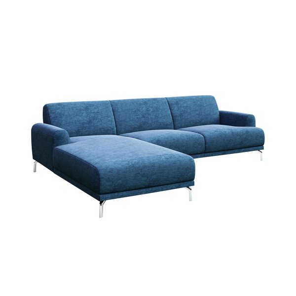 Mėlyna kampinė sofa su metalinėmis kojelėmis MESONICA Puzo, kairysis kampas-image-2