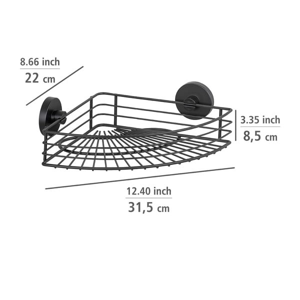 Juoda kampinė vonios lentyna Weko Vacuum-Loc® Bari-image-2