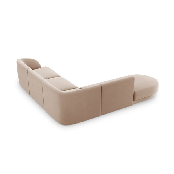 Kampinė sofa smėlio spalvos iš velveto (su kairiuoju kampu) Miley  – Micadoni Home-image-4