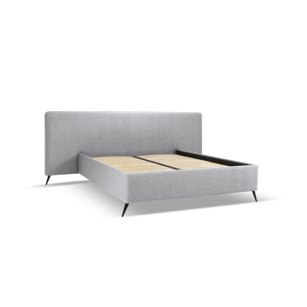 Dvigulė lova pilkos spalvos audiniu dengta su sandėliavimo vieta su lovos grotelėmis 160x200 cm Walter – Milo Casa