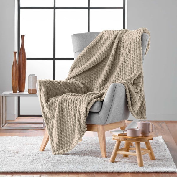 Taupe spalvos iš mikroflanelės antklodė ir pledas 125x150 cm Mini Frosty – douceur d'intérieur-image-2