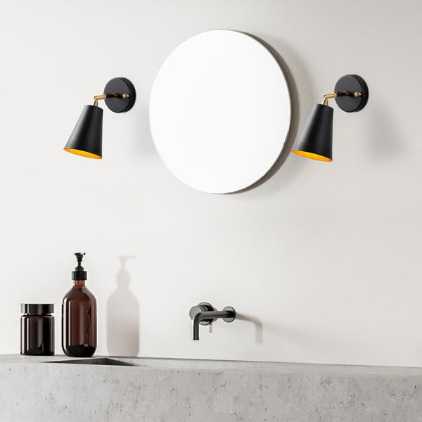 Juodos spalvos/auksinės spalvos sieninė lempa ø 10 cm Evander – Opviq lights-image-2