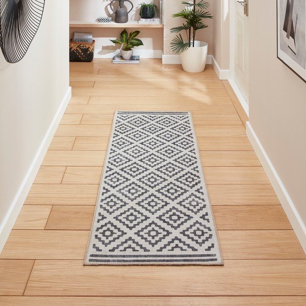 Skalbiamas pilkos spalvos kilimas 76x230 cm Coral Grey – Think Rugs-image-1