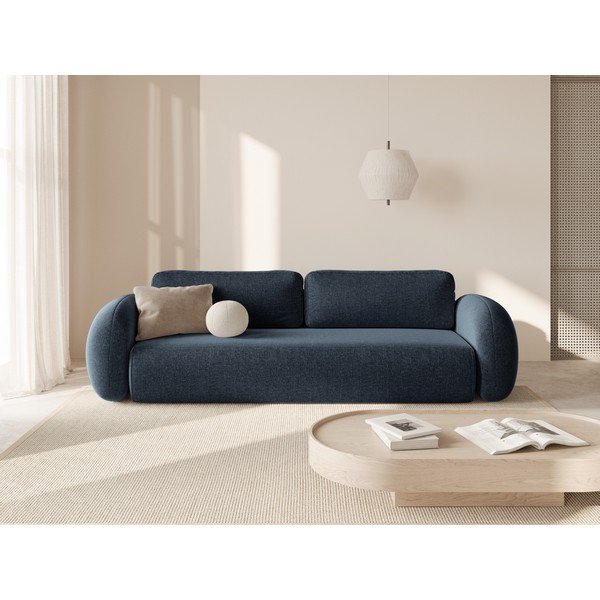 Tamsiai mėlynos spalvos iš šenilinio audinio sulankstoma/su sandėliavimo vieta sofa 262 cm Tonale – Cosmopolitan Design-image-1