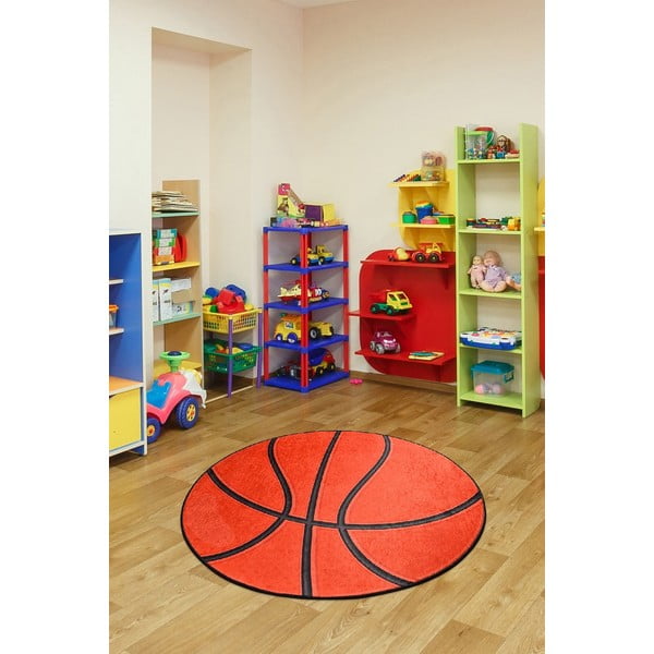 Oranžinis vaikiškas neslystantis kilimas Conceptum Hypnose Basketball, ø 140 cm-image-2