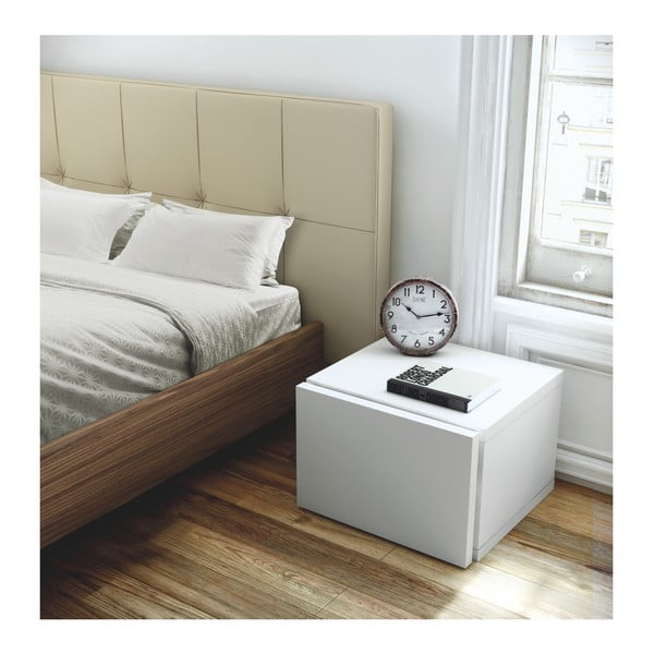 Baltas blizgus "TemaHome Float" naktinis staliukas-image-1