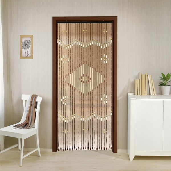 Natūralios spalvos iš bambukinė užuolaida durims 90x200 cm Rhombus – Maximex-image-1