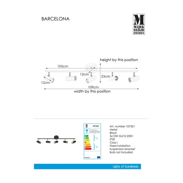 Juodas lubinis šviestuvas Markslöjd Barcelona-image-2