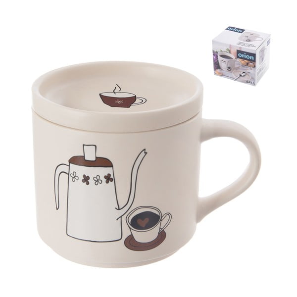 Iš porceliano  puodelis su dangteliu baltos spalvos 450 ml – Orion-image-2