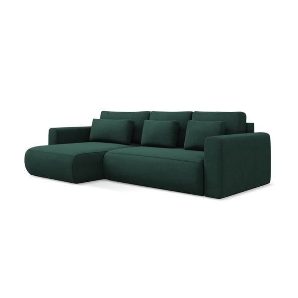 Žalios spalvos sulankstoma/su sandėliavimo vieta kampinė sofa (su kairiuoju kampu/su gultu) Kapua – Makamii-image-3