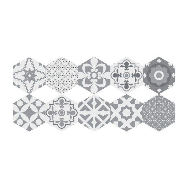 10 "Ambiance Hexagons Giuseppina" grindų lipdukų rinkinys, 20 x 18 cm