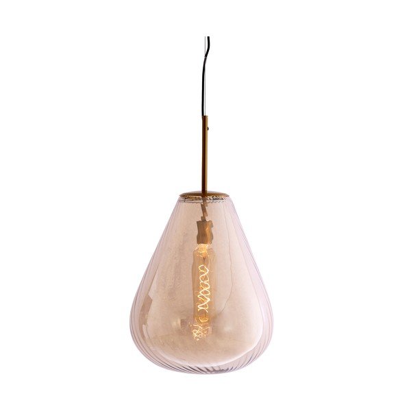 Gintarinės spalvos kabantis šviestuvas su stiklo gaubtu Leona – Light & Living-image-2