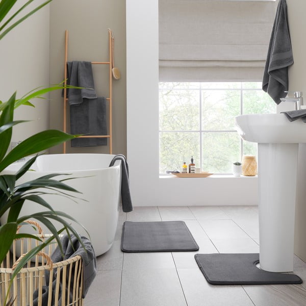 Tamsiai pilkos spalvos iš frote audinio iš medvilnės vonios rankšluostis 90x140 cm Anti-Bacterial – Catherine Lansfield-image-4