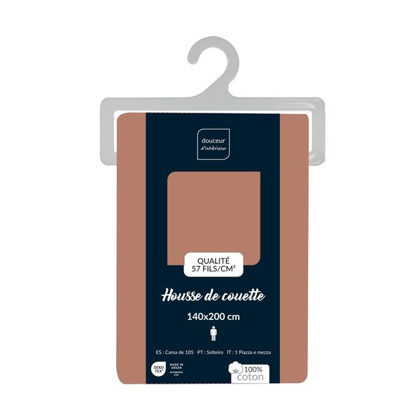 Rausvos spalvos iš medvilnės viengulis antklodės užvalkalas 140x200 cm Lina – douceur d'intérieur-image-2