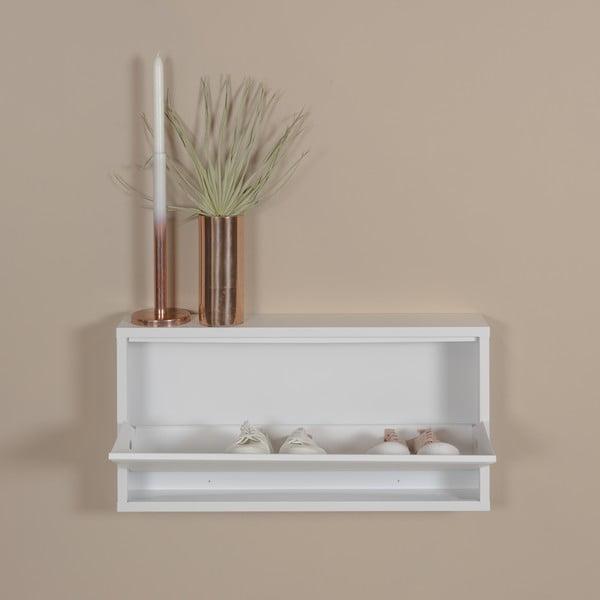 Baltos spalvos iš metalo atlenkiama spintelė batams 75x37,5x12,5 cm Billy – Spinder Design-image-1