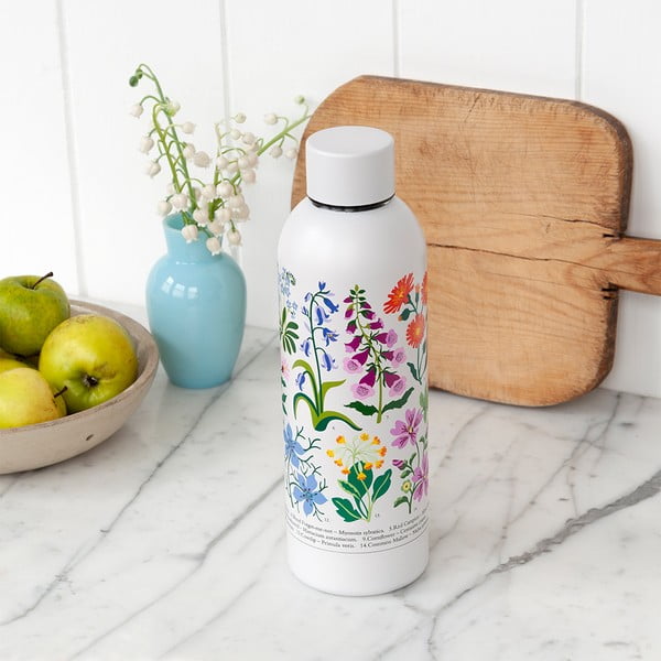 Iš nerūdijančio plieno butelis baltos spalvos 500 ml Wild Flowers – Rex London-image-1