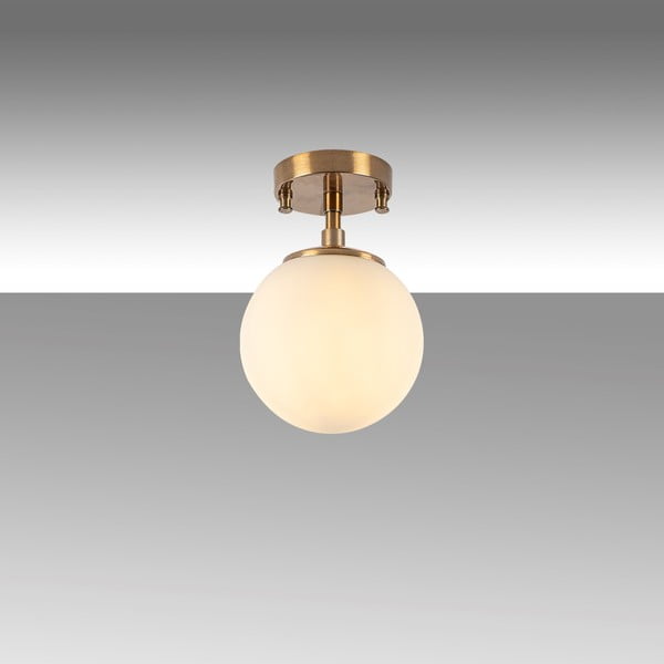 Baltos spalvos/žalvario spalvos lubinis šviestuvas ø 15 cm su stiklo gaubtu Atmaca – Opviq lights-image-4