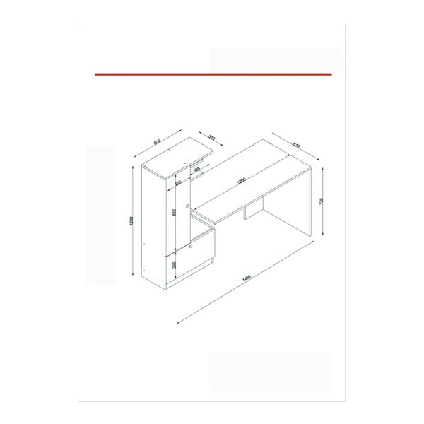 Rašomasis stalas 62x120 cm Domingos – Furny Home-image-3