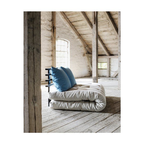 Sofa lova "Karup Shin Sano" juodas linas / horizontali mėlyna-image-2