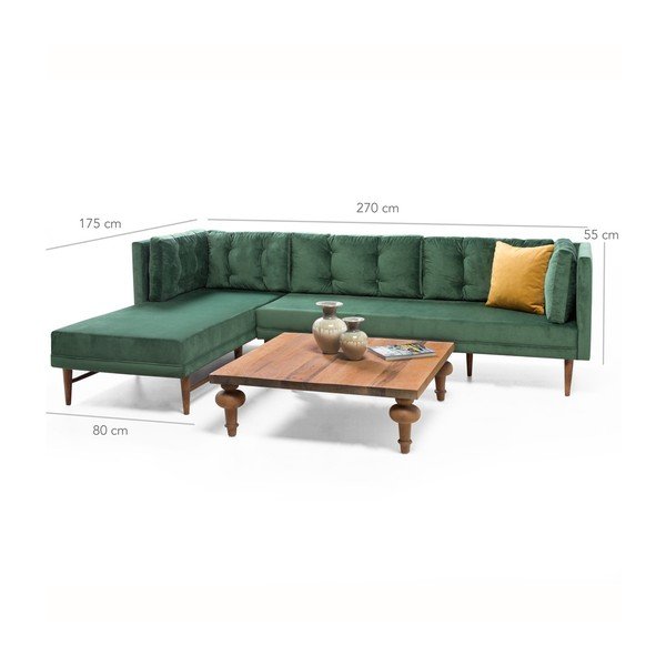 Žalioji sofa kairiajame kampe Balcab Home Amalia-image-1