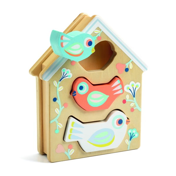 Vaikiška medinė dėlionė Djeco Birdhouse-image-1