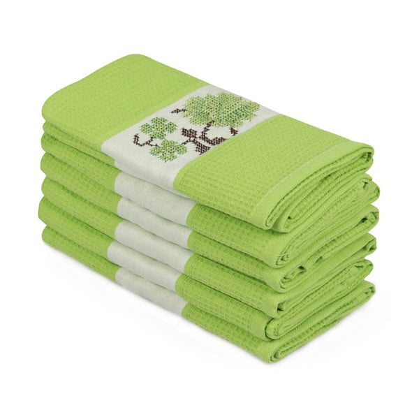 6 žalių grynos medvilnės rankšluosčių rinkinys "Simplicity", 45 x 70 cm