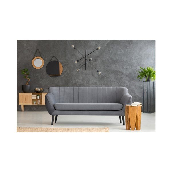 Pilka sofa trims Mazzini Sofas Toscane, juodos kojos-image-3