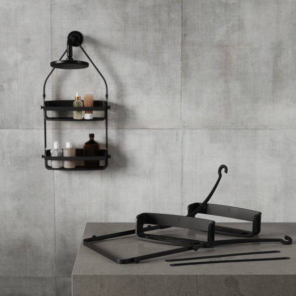 Juoda pakabinama plastikinė vonios kambario lentyna Flex - Umbra-image-3