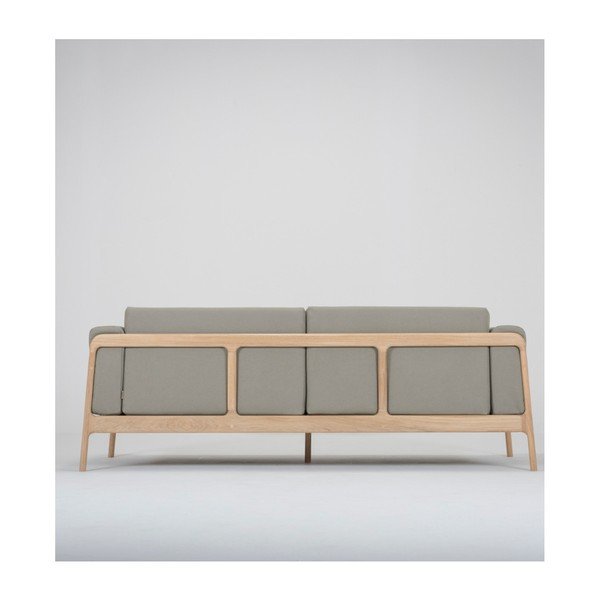 Šviesiai pilka trijų vietų sofa su ąžuolo masyvo konstrukcija "Gazzda Fawn-image-2