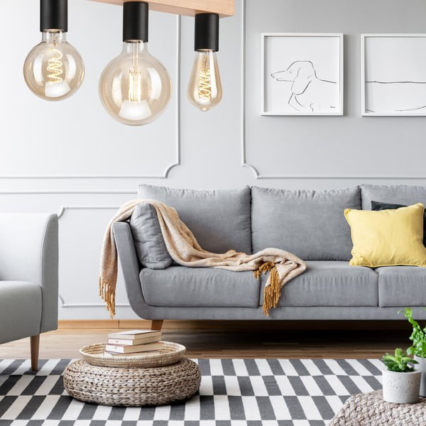 Juodas/natūralus lubinis šviestuvas - LAMKUR-image-2