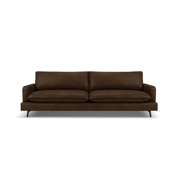 Sofa tamsiai rudos spalvos iš odos 260 cm Virna – Micadoni Home