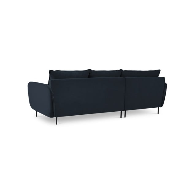 Tamsiai mėlyna aksominė kampinė sofa (kairysis kampas) Vienna - Cosmopolitan Design-image-4