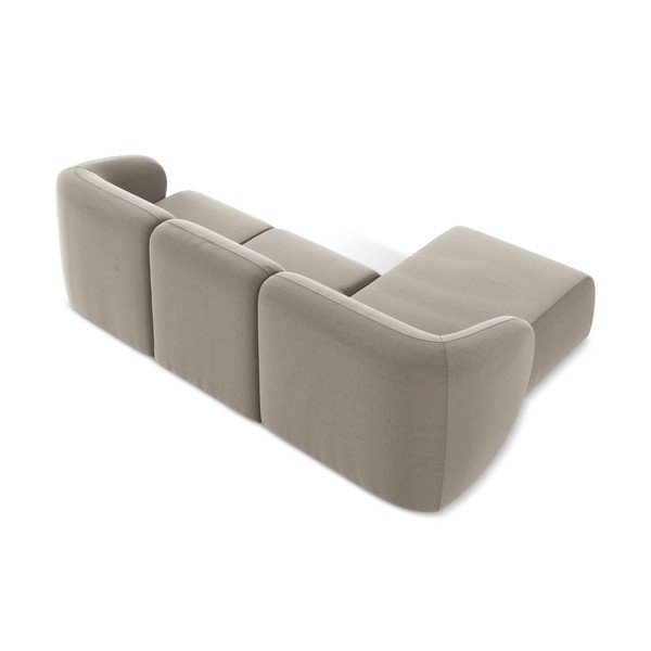 Šviesiai rudos spalvos kampinė sofa iš velveto (su kairiuoju kampu/su gultu) Lani – Makamii-image-3