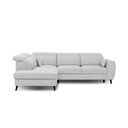 Baltos spalvos iš velveto sulankstoma/su sandėliavimo vieta kampinė sofa (su kairiuoju kampu/„L“ formos) Noble – ELTAP