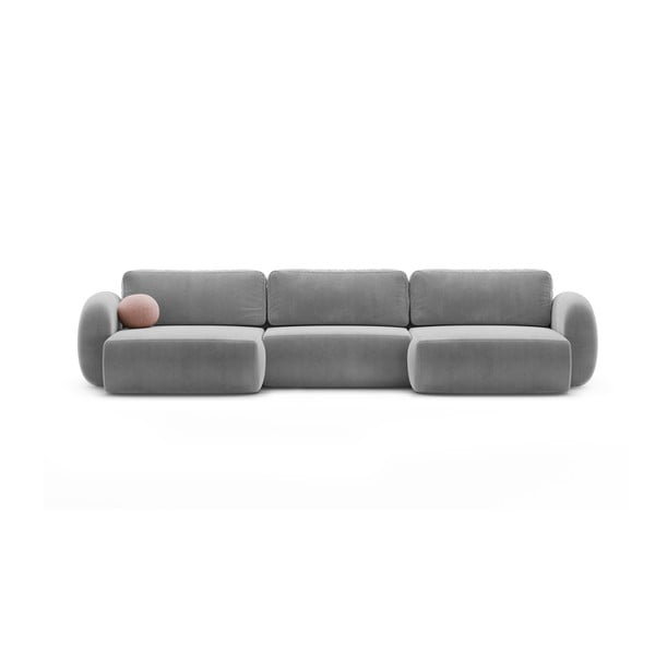 Tamsiai pilkos spalvos iš velveto sulankstoma/su sandėliavimo vieta kampinė sofa („U“ formos) Tonale – Cosmopolitan Design