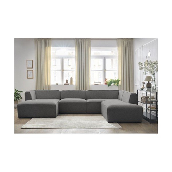 Tamsiai pilkos spalvos modulinė kampinė sofa (su dešiniuoju kampu/„U“ formos) Megeve – Bobochic Paris-image-1