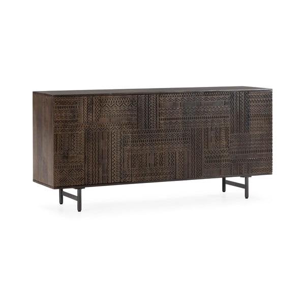 Tamsiai rudos spalvos iš mango masyvo šoninė spintelė 160x75x40 cm Kalai – MOME-image-3