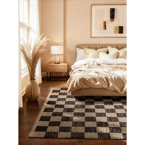 Rankų darbo juodos spalvos/kreminės spalvos iš džiuto mišinio kilimas 200x300 cm Rex – Hanse Home-image-1