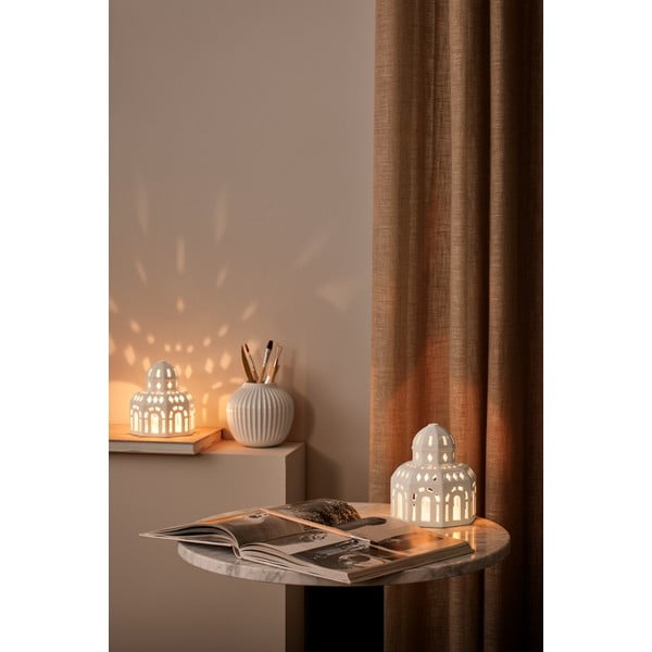 Balta keramikinė kalėdinė žvakidė Kähler Design Lighthouse, ø 12 cm-image-1