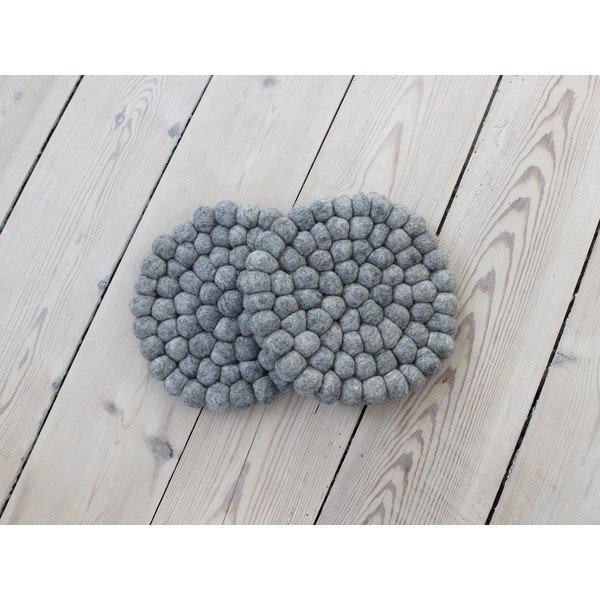 Pilkos spalvos padėkliukas iš vilnos kamuoliukų Wooldot Ball Coaster, ⌀ 20 cm-image-2