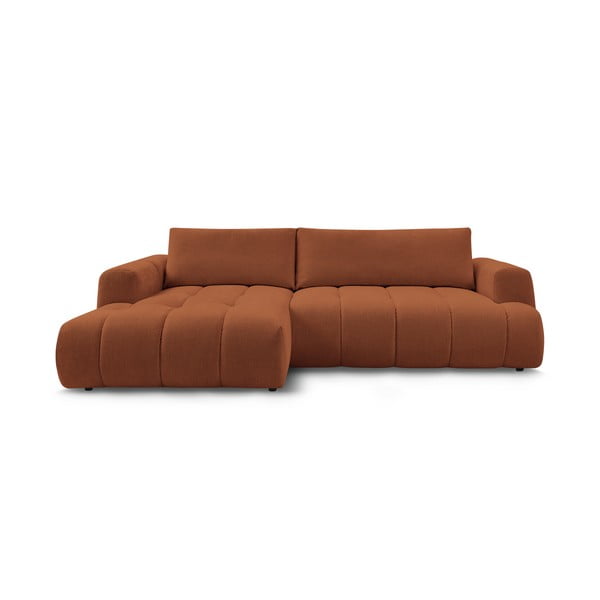 Raudonos plytų spalvos sulankstoma/su sandėliavimo vieta kampinė sofa (su kairiuoju kampu/su gultu) Fuji – Bobochic Paris
