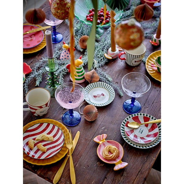 Raudonos spalvos/kreminės spalvos desertinės iš akmens masės lėkštės 2 vnt. su Kalėdų motyvu ø 12,5 cm Yule – Bloomingville-image-2