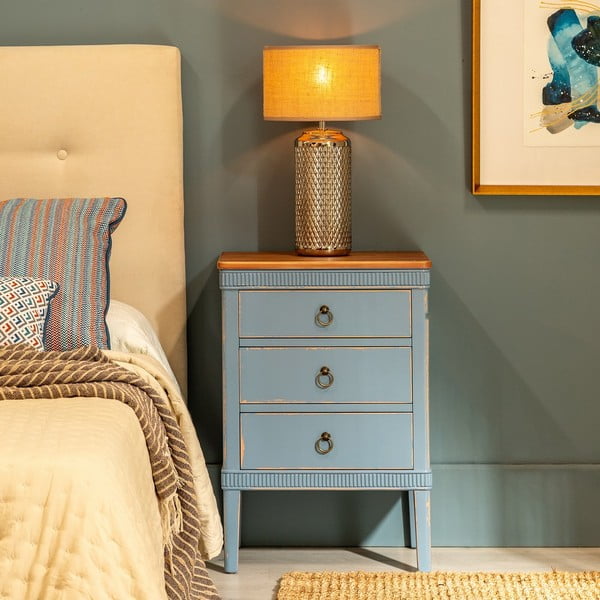 Naktinis staliukas mėlynos spalvos Shabby – Ixia-image-2